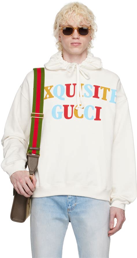 white hoodie mens with gucci logo|gucci oversized hoodie.